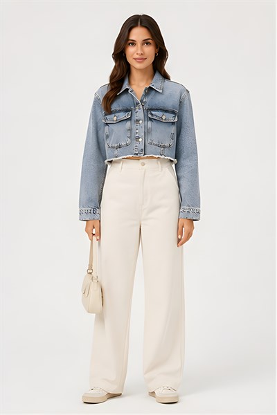 Lili Woman Kadın Crop Denim Kot Ceket Yıkamalı TY.JCT01M