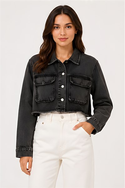 Lili Woman Kadın Crop Denim Kot Ceket Yıkamalı TY.JCT01S