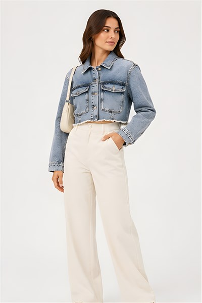 Lili Woman Kadın Crop Denim Kot Ceket Yıkamalı TY.JCT01M