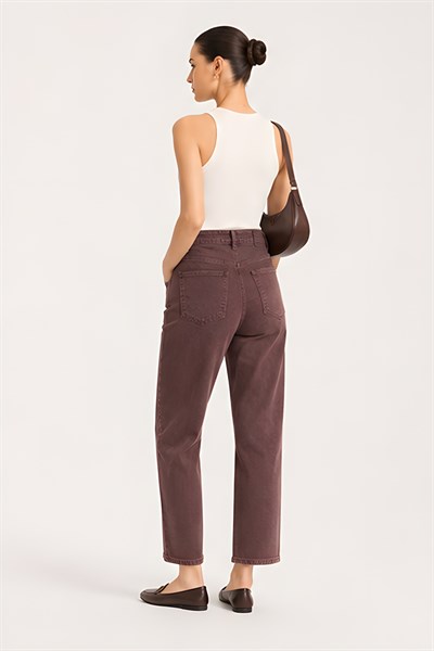 Lili Woman Kadın Kahverengi Bol Paça Denim Pantolon TY.MSM01K