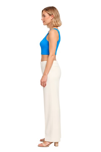 Lili Woman Kadın Kare Yaka Kalın Askılı Düz Triko Bluz Mavi LW.GK-BLZ001MV