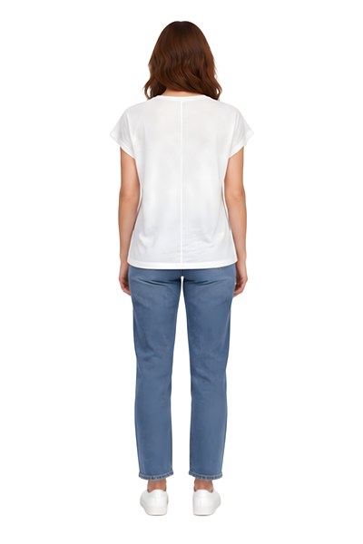 Lili Woman Kadın Minimal Baskılı Kısa Kollu Tişört Beyaz LW.GK-TSH007BY