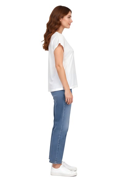 Lili Woman Kadın Minimal Baskılı Kısa Kollu Tişört Beyaz LW.GK-TSH007BY