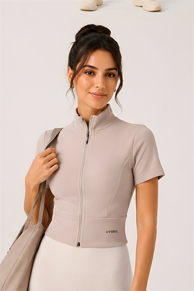 Lili Woman Kadın Fermuarlı Dik Yaka Crop Top Minimal Fit Koleksiyon K.4816