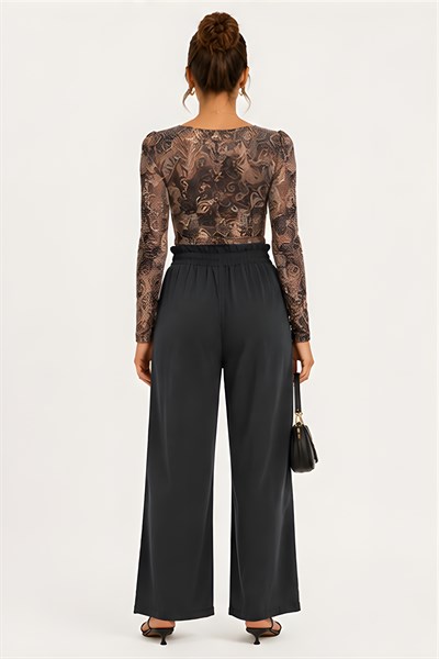 Lili Woman Kadın Paisley Desenli Tül Crop Bluz E.2557