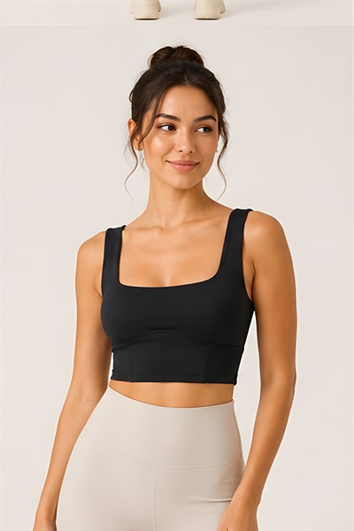 Lili Woman Kadın Pensli Kare Yaka Destekli Crop Büstiyer E.9043