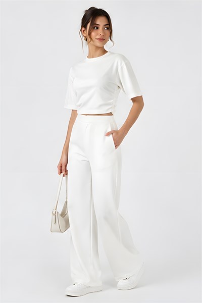 Lili Woman Kadın Premium Drapeli Crop Yarasa Kol Bluz – Yumuşak Dokulu Basic Üst E.8010E
