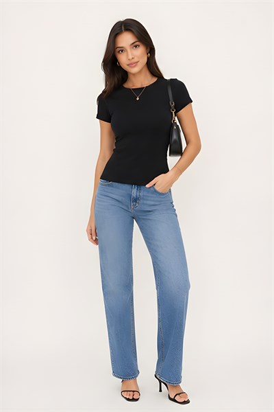 Lili Woman Kadın Premium Drapeli Crop Yarasa Kol Bluz – Yumuşak Dokulu Basic Üst E.8010S