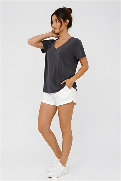 Lili Woman Kadın Relax Fit V Yaka Basic T-Shirt K.4780