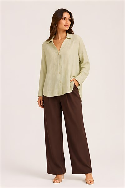Lili Woman Kadın Relax Fit Sırt Pile Detaylı Oversize Gömlek E.8002