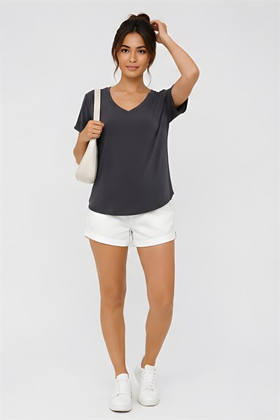 Lili Woman Kadın Relax Fit V Yaka Basic T-Shirt K.4780