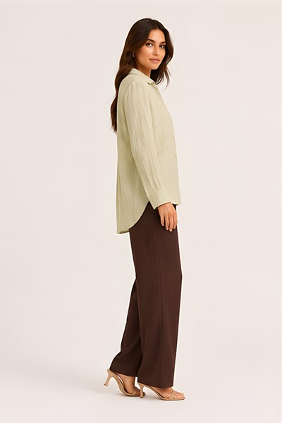 Lili Woman Kadın Relax Fit Sırt Pile Detaylı Oversize Gömlek E.8002