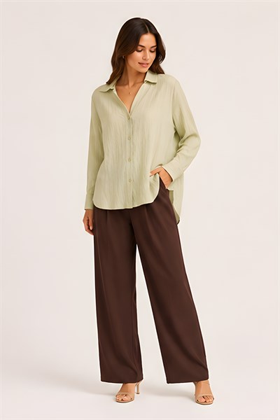Lili Woman Kadın Relax Fit Sırt Pile Detaylı Oversize Gömlek E.8002