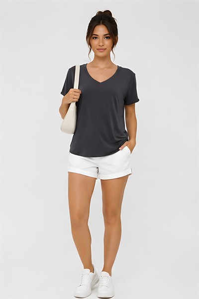 Lili Woman Kadın Relax Fit V Yaka Basic T-Shirt K.4780