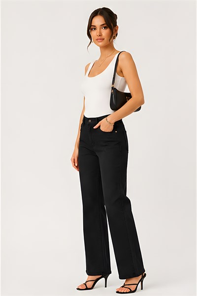 Lili Woman Kadın Siyah Bol Paça Denim Pantolon TY.MSM01S