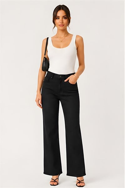 Lili Woman Kadın Siyah Bol Paça Denim Pantolon TY.MSM01S