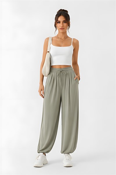 Lili Woman Kadın Soft Flow Beli Lastikli Relax Fit Şalvar Pantolon K.4320