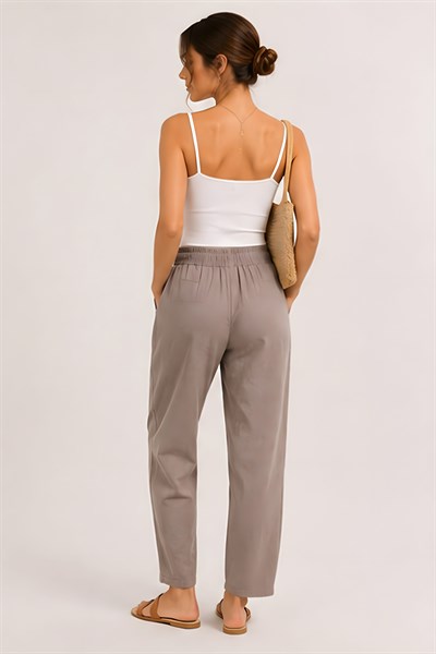 Lili Woman Kadın Taupe Natural Bağcıklı Dar Paça Pantolon E.3076