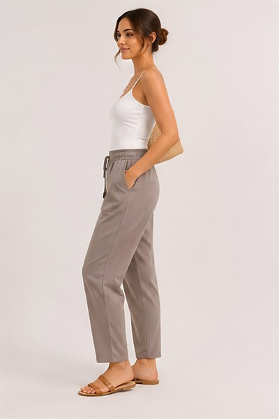 Lili Woman Kadın Taupe Natural Bağcıklı Dar Paça Pantolon E.3076