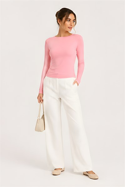 Lili Woman Kadın Thumbhole Fit Uzun Kollu Crop Bluz E.7006