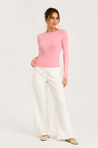 Lili Woman Kadın Thumbhole Fit Uzun Kollu Crop Bluz E.7006
