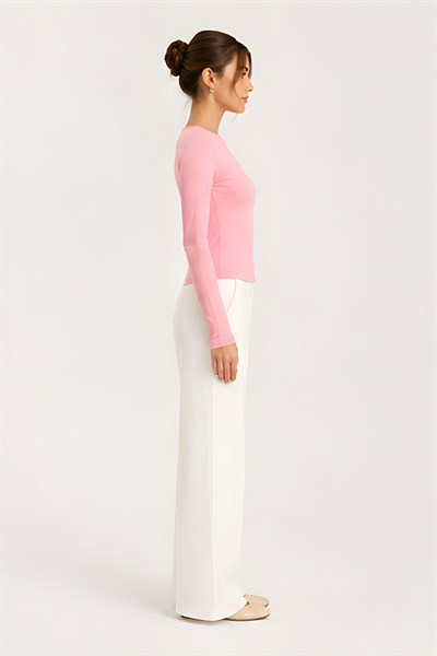 Lili Woman Kadın Thumbhole Fit Uzun Kollu Crop Bluz E.7006