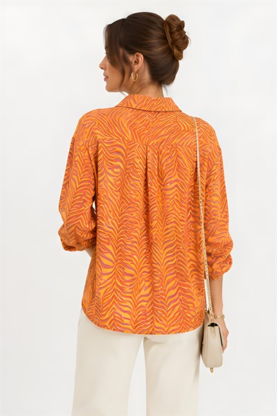 Lili Woman Kadın Wild Collection Zebra Desenli Oversize Gömlek 4960