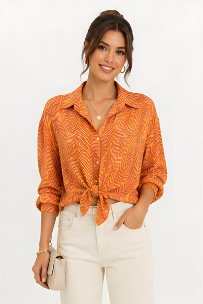Lili Woman Kadın Wild Collection Zebra Desenli Oversize Gömlek 4960