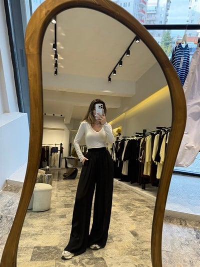  Siyah Astarlı Lastikli Pantolon