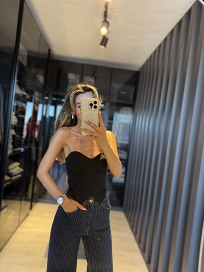 Çizgili büstiyer top