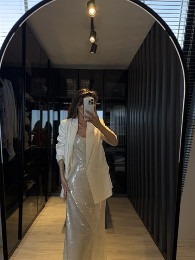 İp askı pul payet elbise