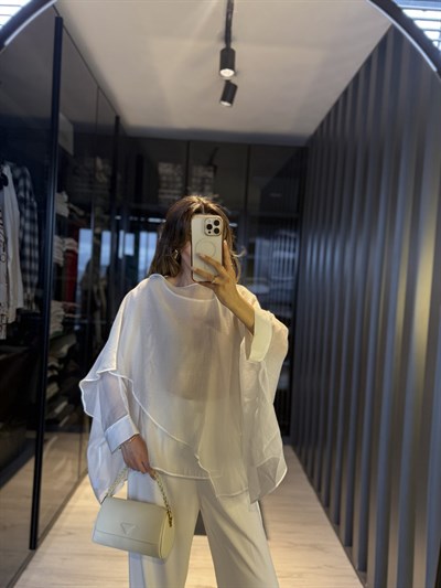 Uçuşan Pelerin Bluz