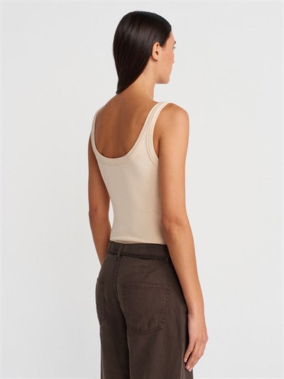 Bej  Fitilli Bodysuit