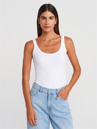 Beyaz Fitilli bodysuit