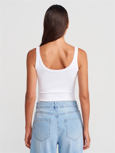 Beyaz Fitilli bodysuit