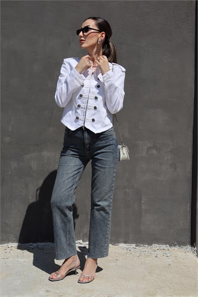 Beyaz Napolyon Denim Ceket