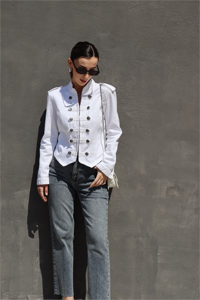 Beyaz Napolyon Denim Ceket
