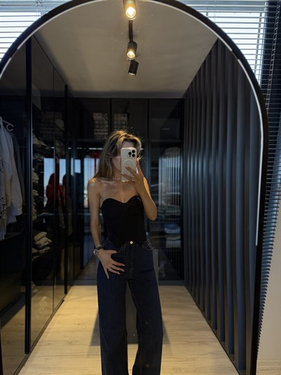 Çizgili büstiyer top