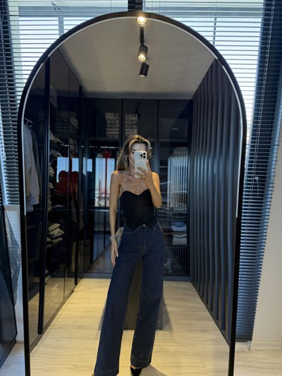 Çizgili büstiyer top