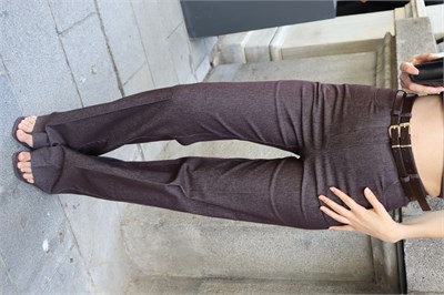 Kahverengi Denim Büstiyer Pantolon Takım