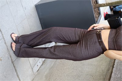 Kahverengi Denim Büstiyer Pantolon Takım