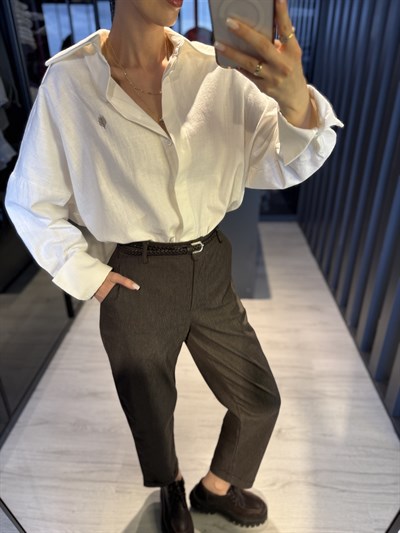 Kahverengi Kemerli Chino Pantolon