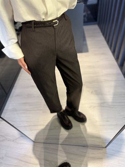 Kahverengi Kemerli Chino Pantolon