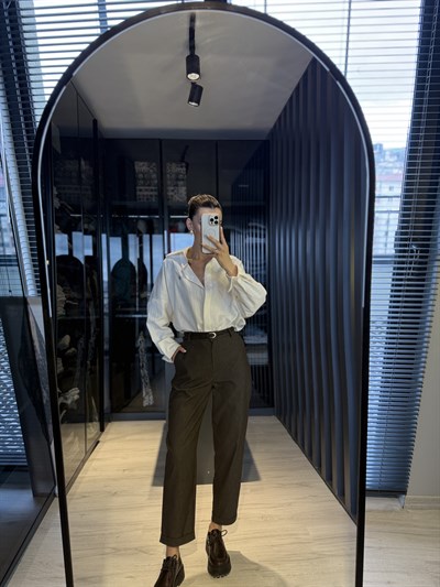 Kahverengi Kemerli Chino Pantolon