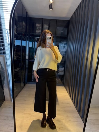 Kemerli culotte pantolon