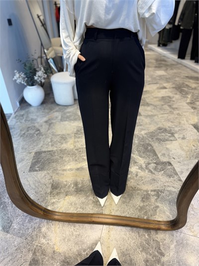 Lacivert Double Paça Kumaş Palazzo Pantolon