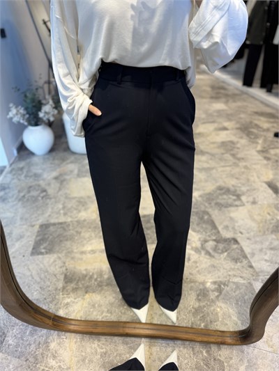 Lacivert Double Paça Kumaş Palazzo Pantolon