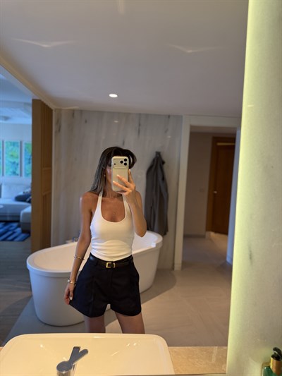 Lacivert Pileli Mini Şort 
