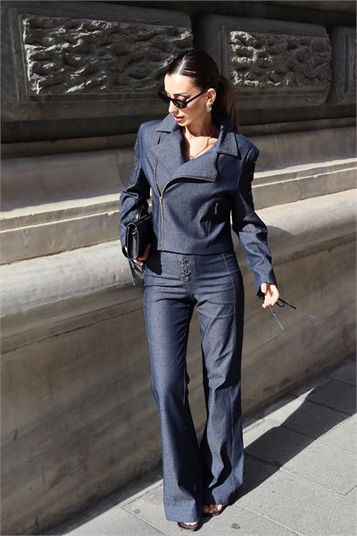 Lavicert Denim Kuşgözü Detaylı Ceket 