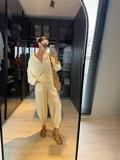 Sarı Gömlek Pantolon Takım